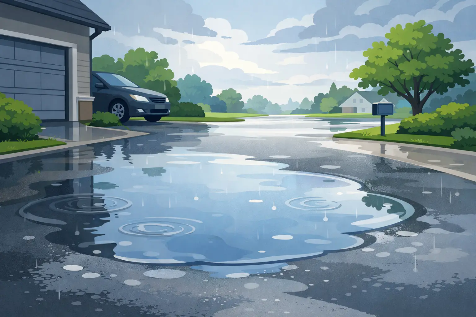 Water Pooling on Driveway After Rain? illustration