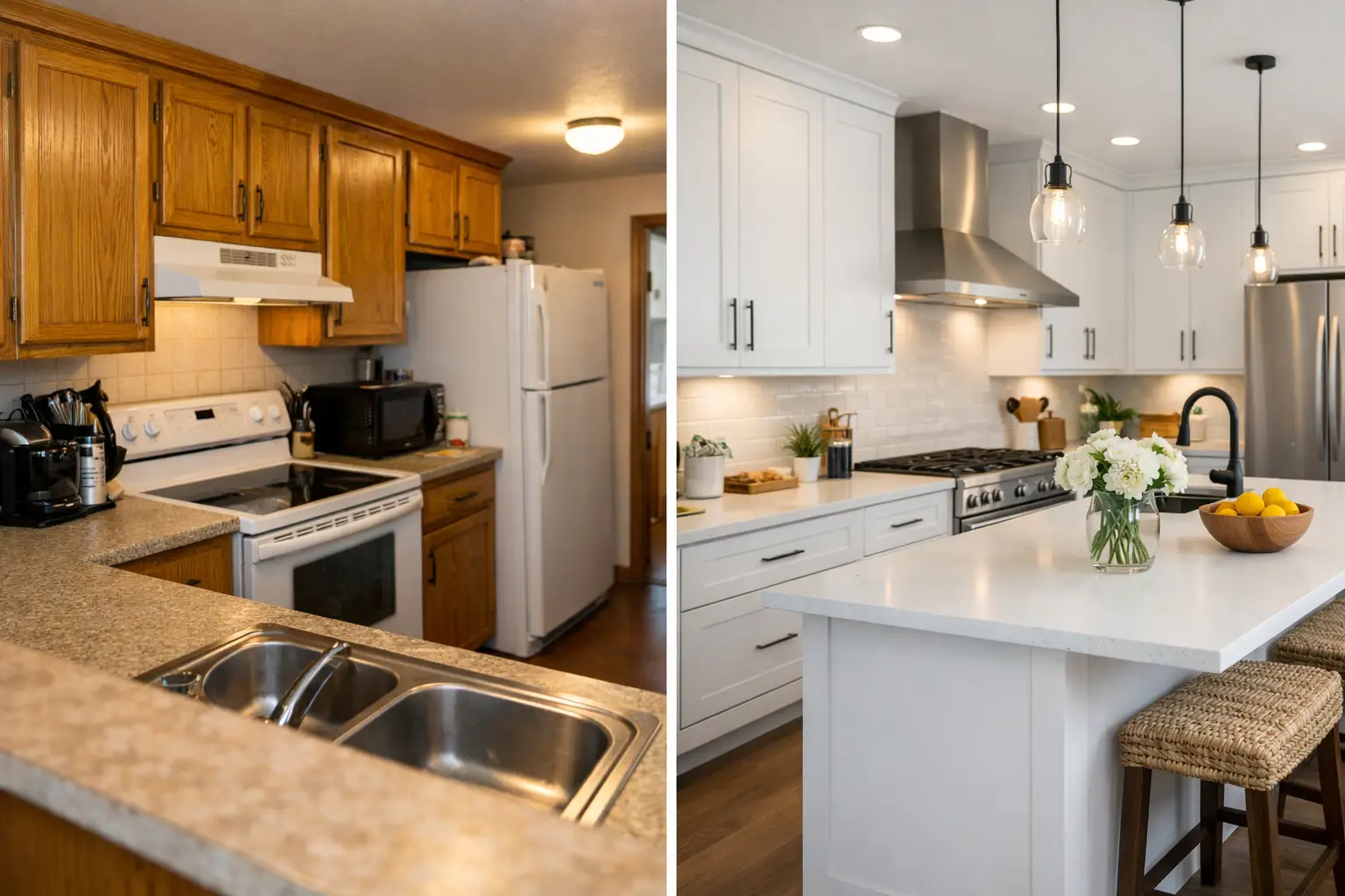 Before and After Kitchen Redesign Example