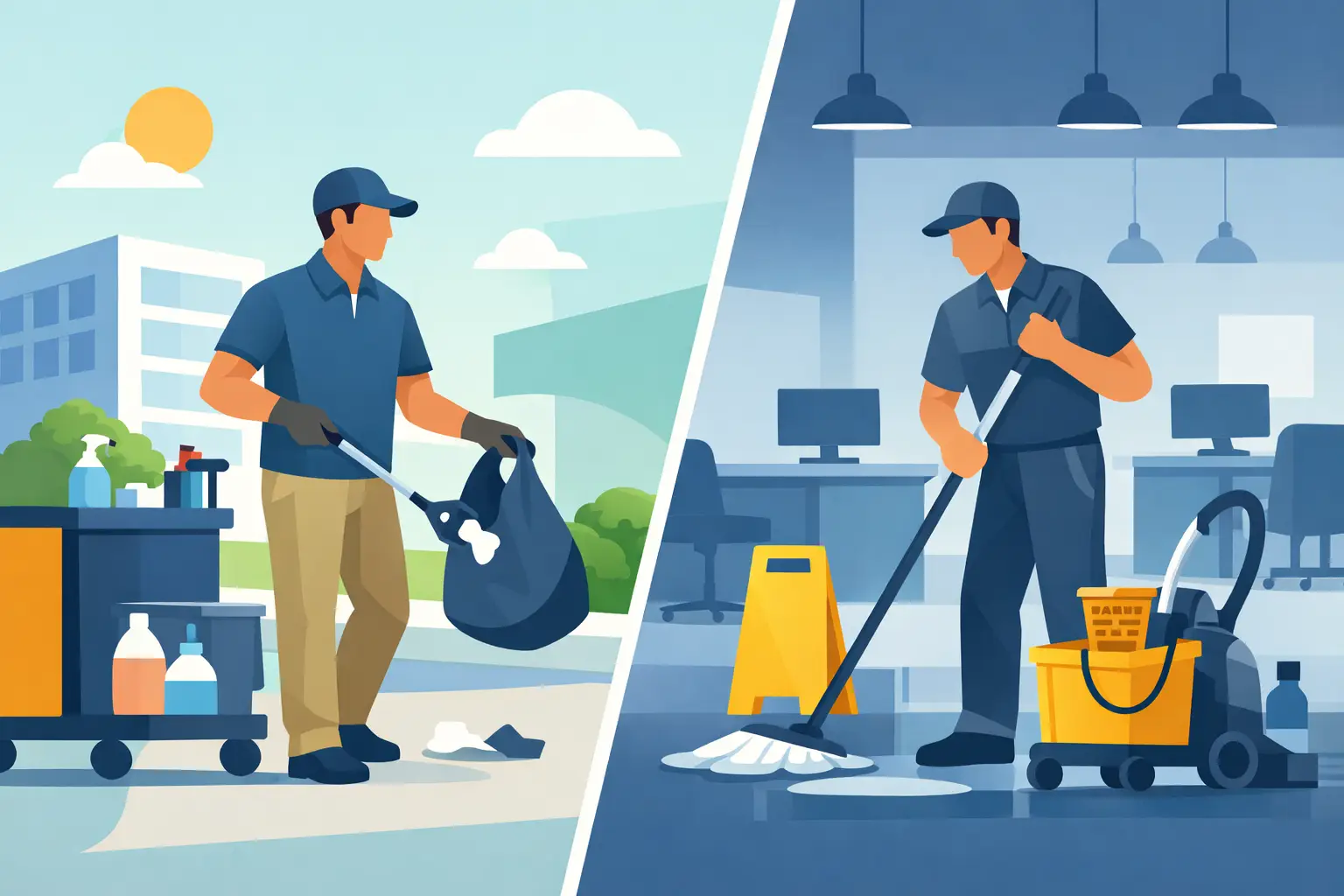 Day Porter vs Janitorial Services