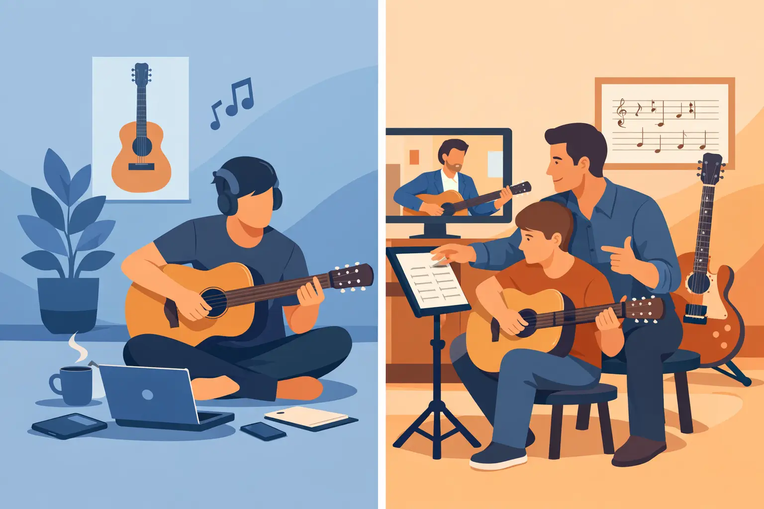 Studio libero vs studio guidato per chitarra