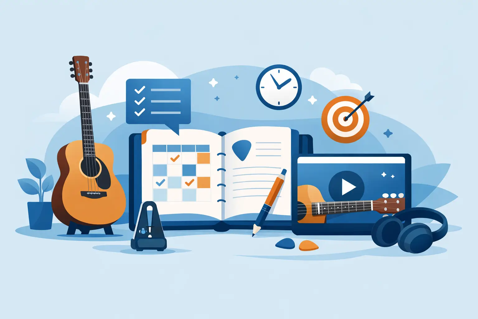 Come organizzare sessioni di studio per chitarra