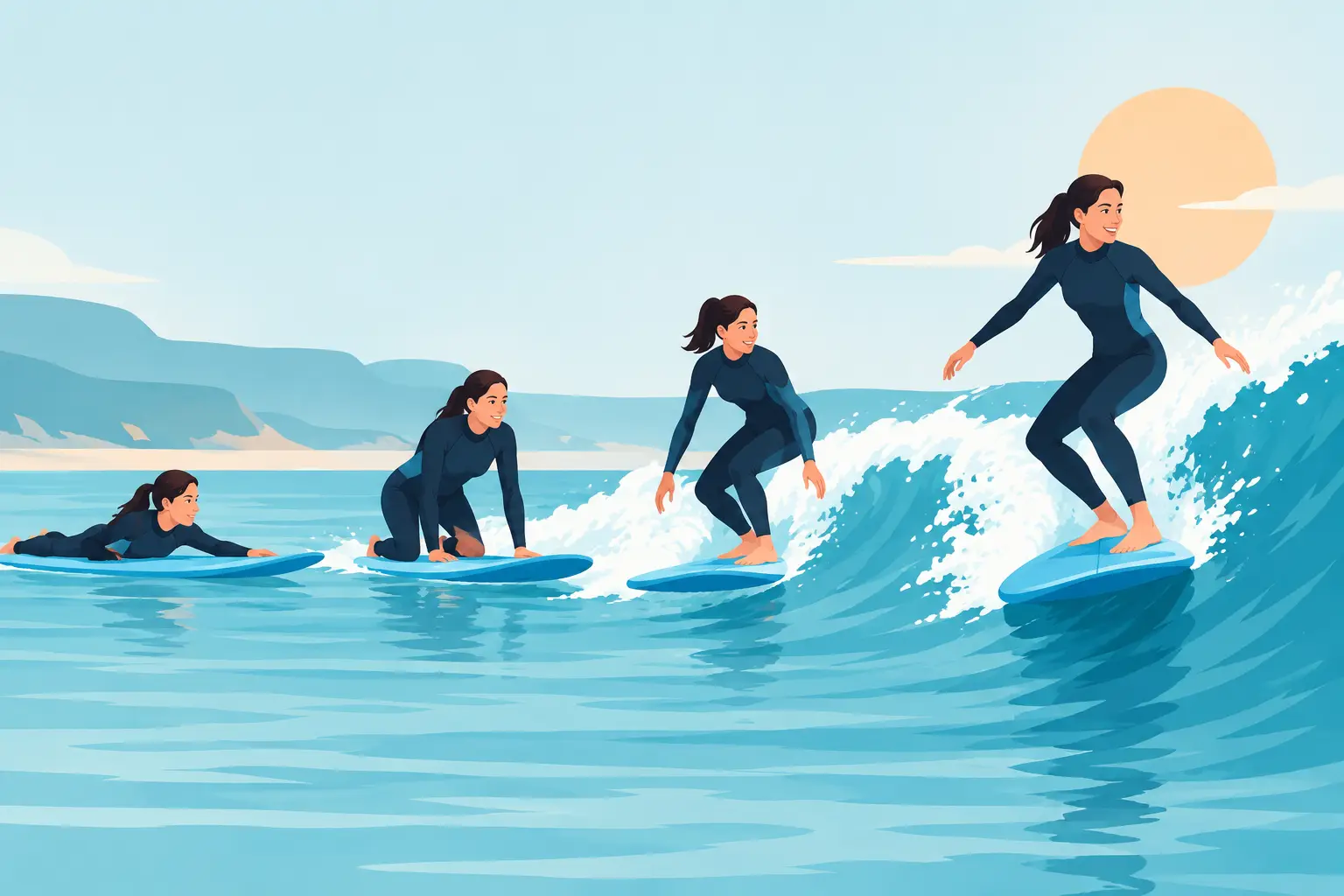 Ejemplo de progreso surf desde tu primera clase