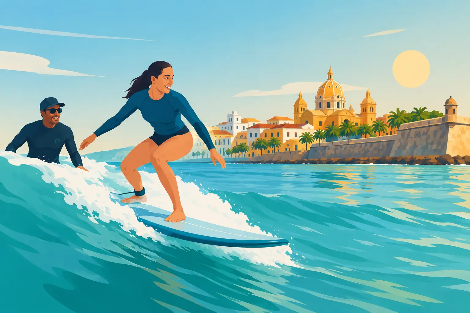 Experiencia real de surf guiado en Cartagena