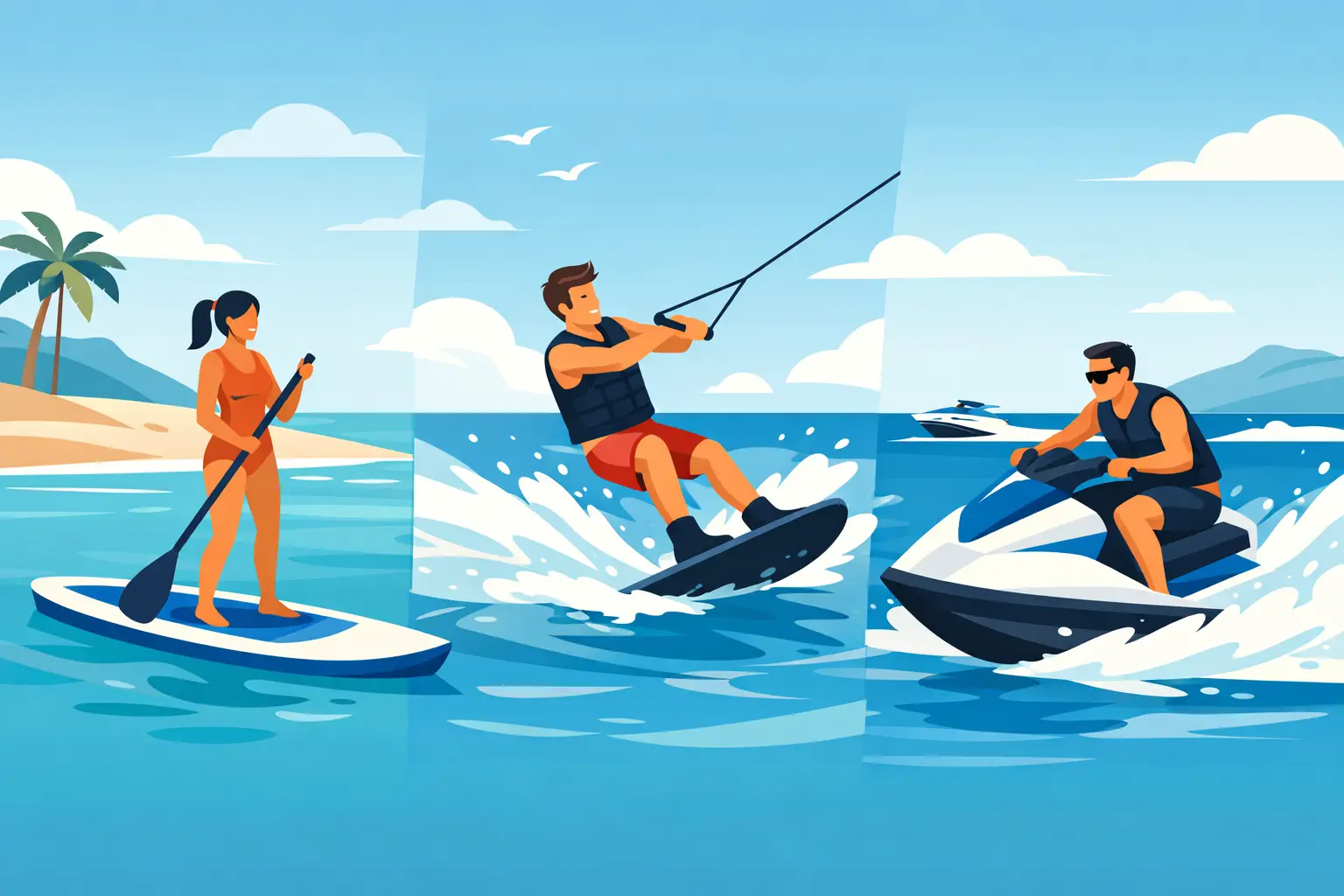 Aprender en playa: paddleboard, wakeboard y jetski