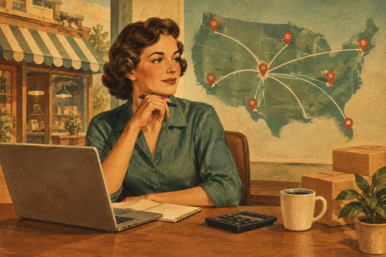 Illustration for the article “A Small Business Guide to Sales Tax Nexus”