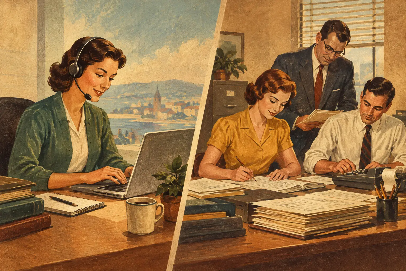 Illustration for the article “Outsourced Bookkeeping Versus Hiring Staff”