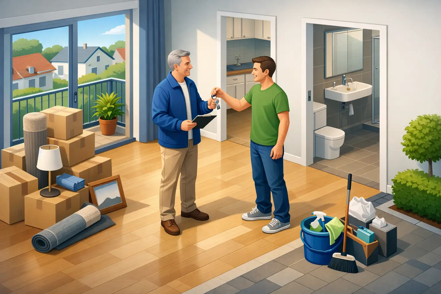 Oplevering huurwoning aan verhuurder: lege kamer, sleutels en inspectierapport