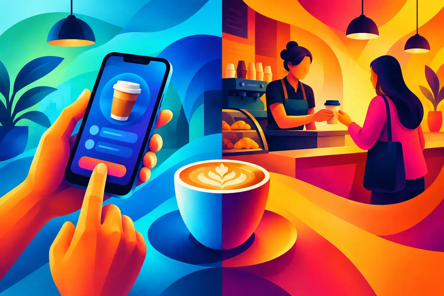 Mobile Ordering Versus Counter Service for Cafés