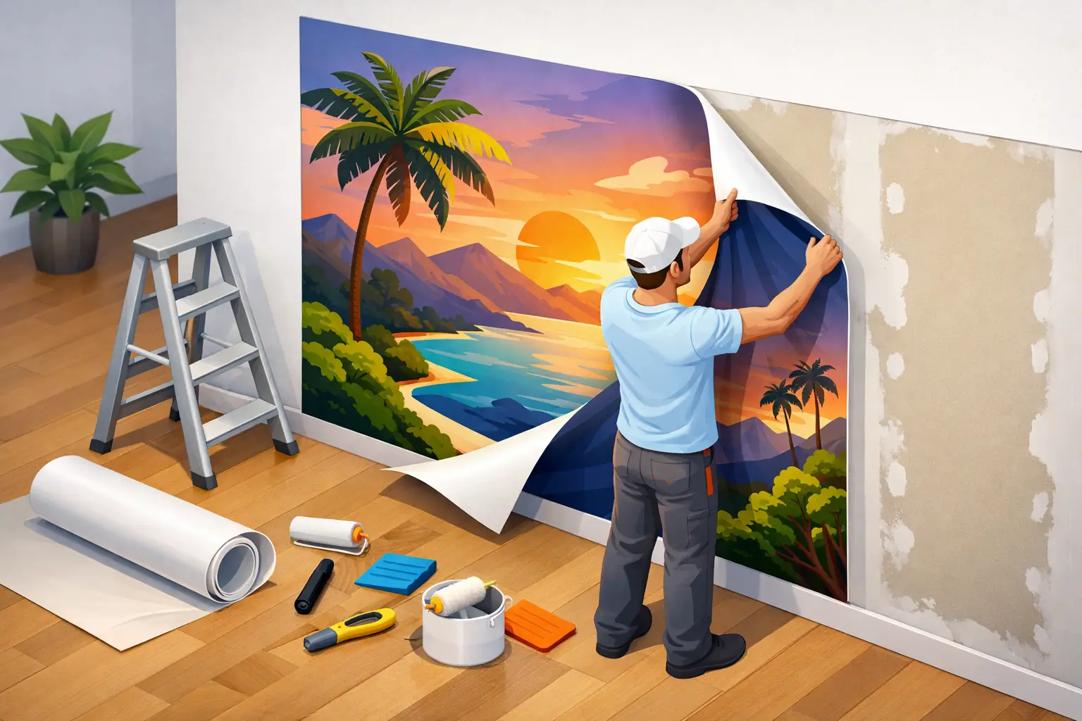 How to Install Vinyl Mural Wallpaper on Drywall