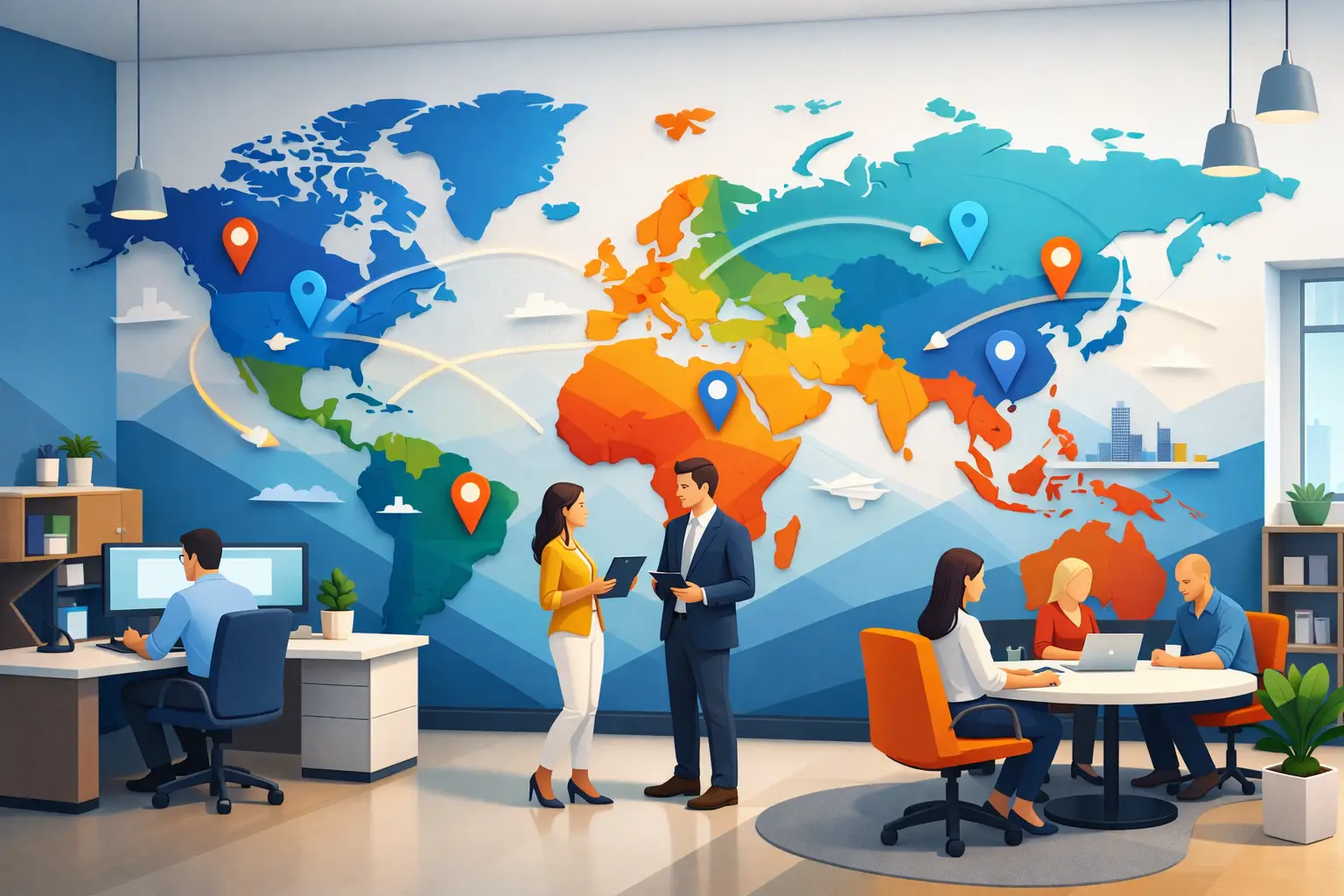 World Map Mural Office Ideas That Work Harder