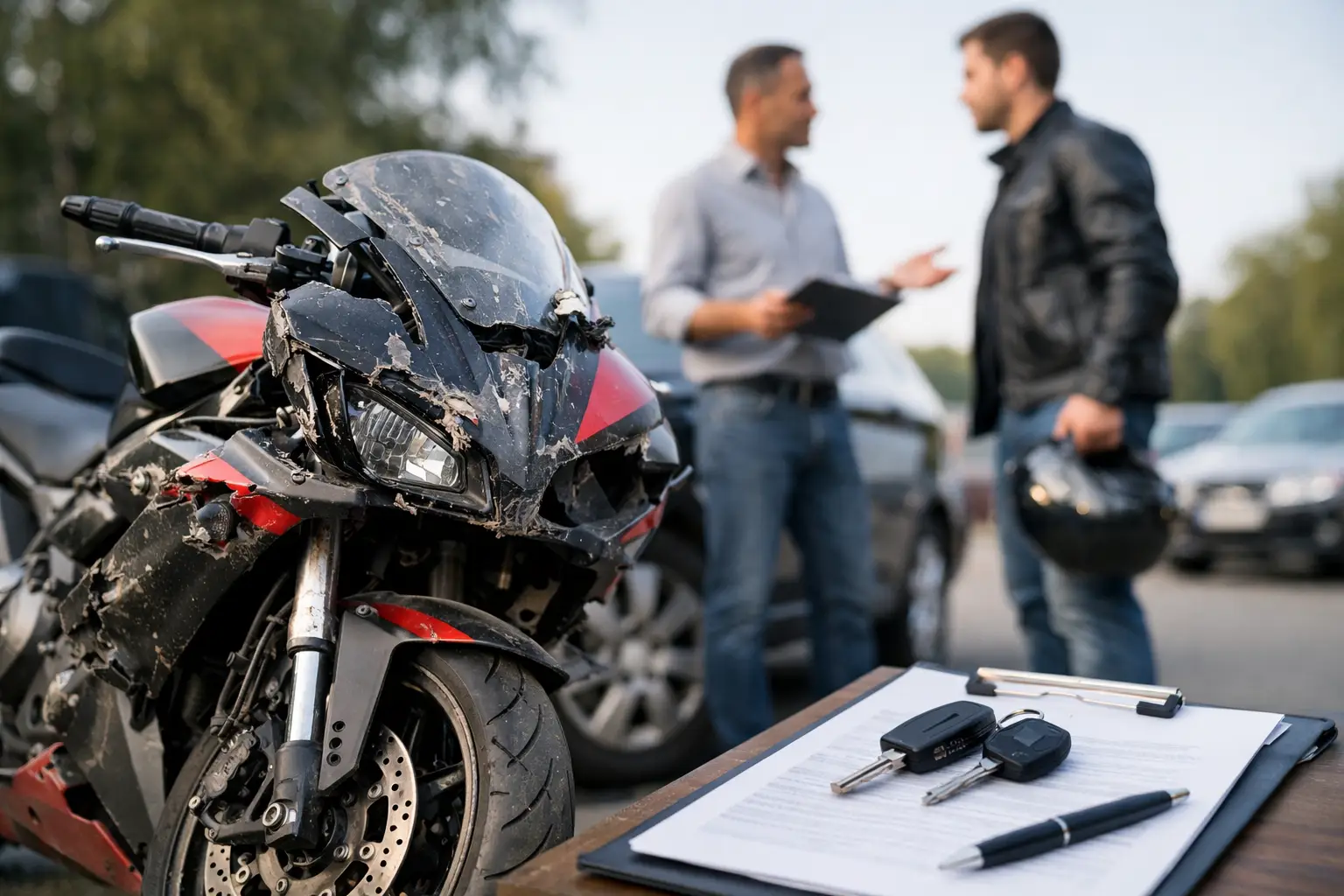 Beispiel Verkauf eines Unfallmotorrads