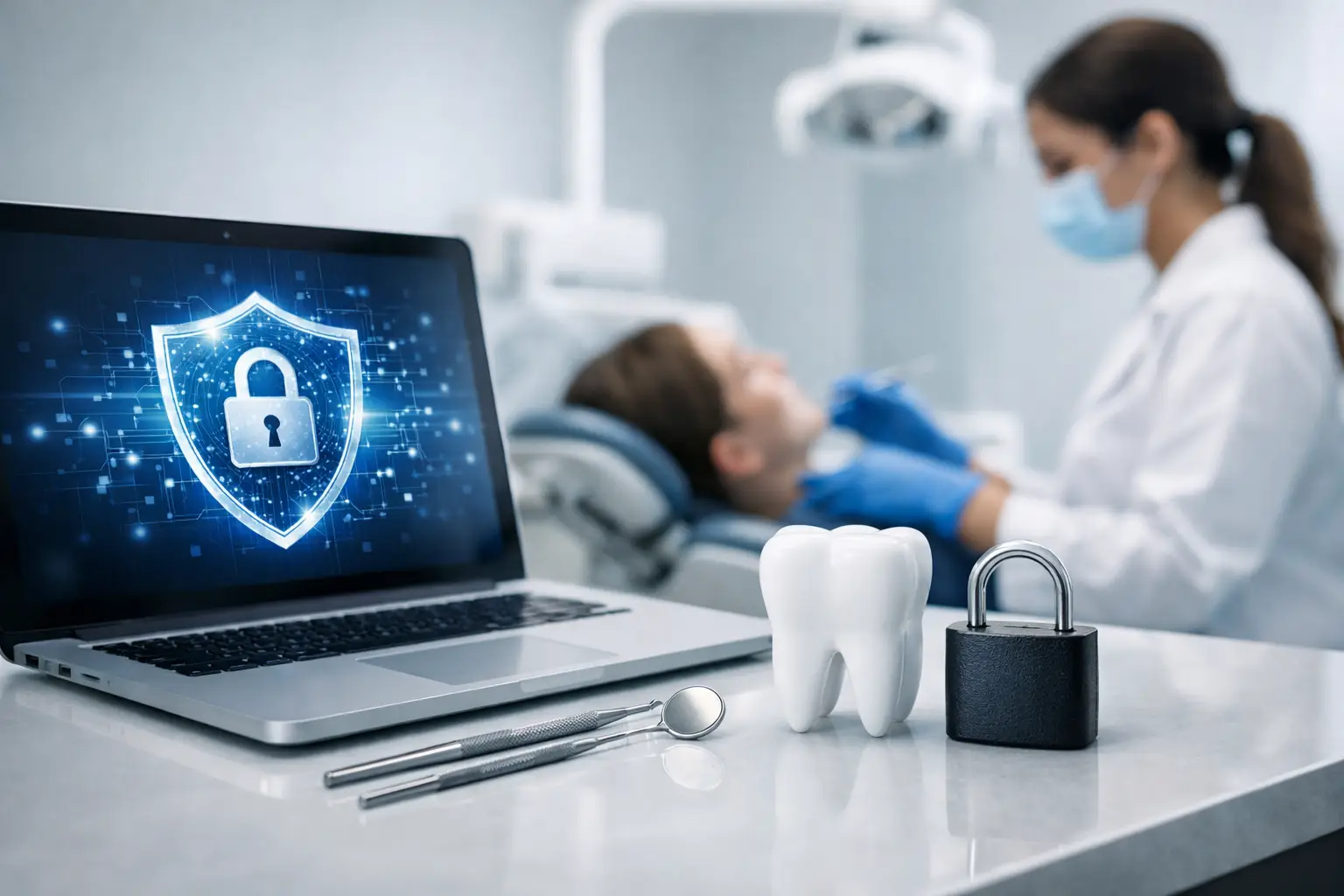 أمن البيانات السنية الذي يحمي العيادة دون إبطاء العمل