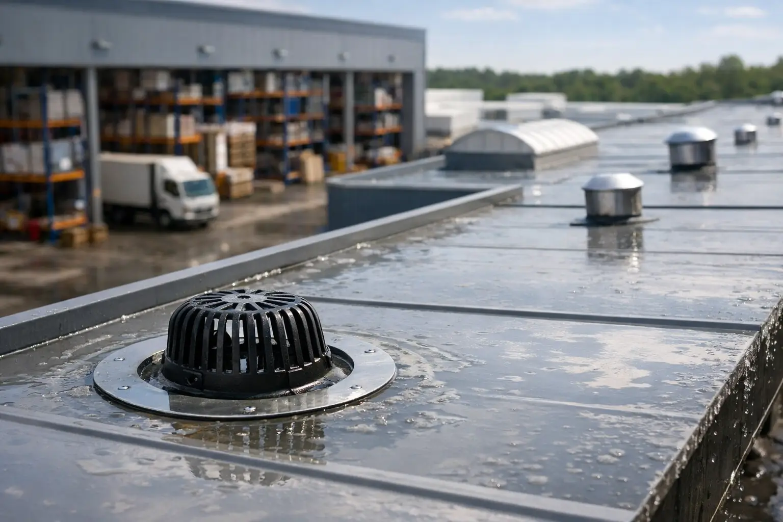 Learn warehouse roof drainage improvement steps that reduce leaks, ponding, corrosion, and downtime through inspection, repair, redesign, and upkeep.