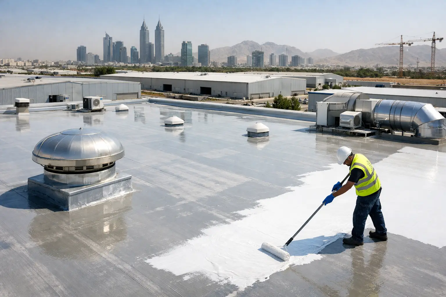 Roof waterproofing UAE for warehouses and factories: inspect leaks, choose durable membrane systems, and protect roofs from heat, rain, and corrosion.