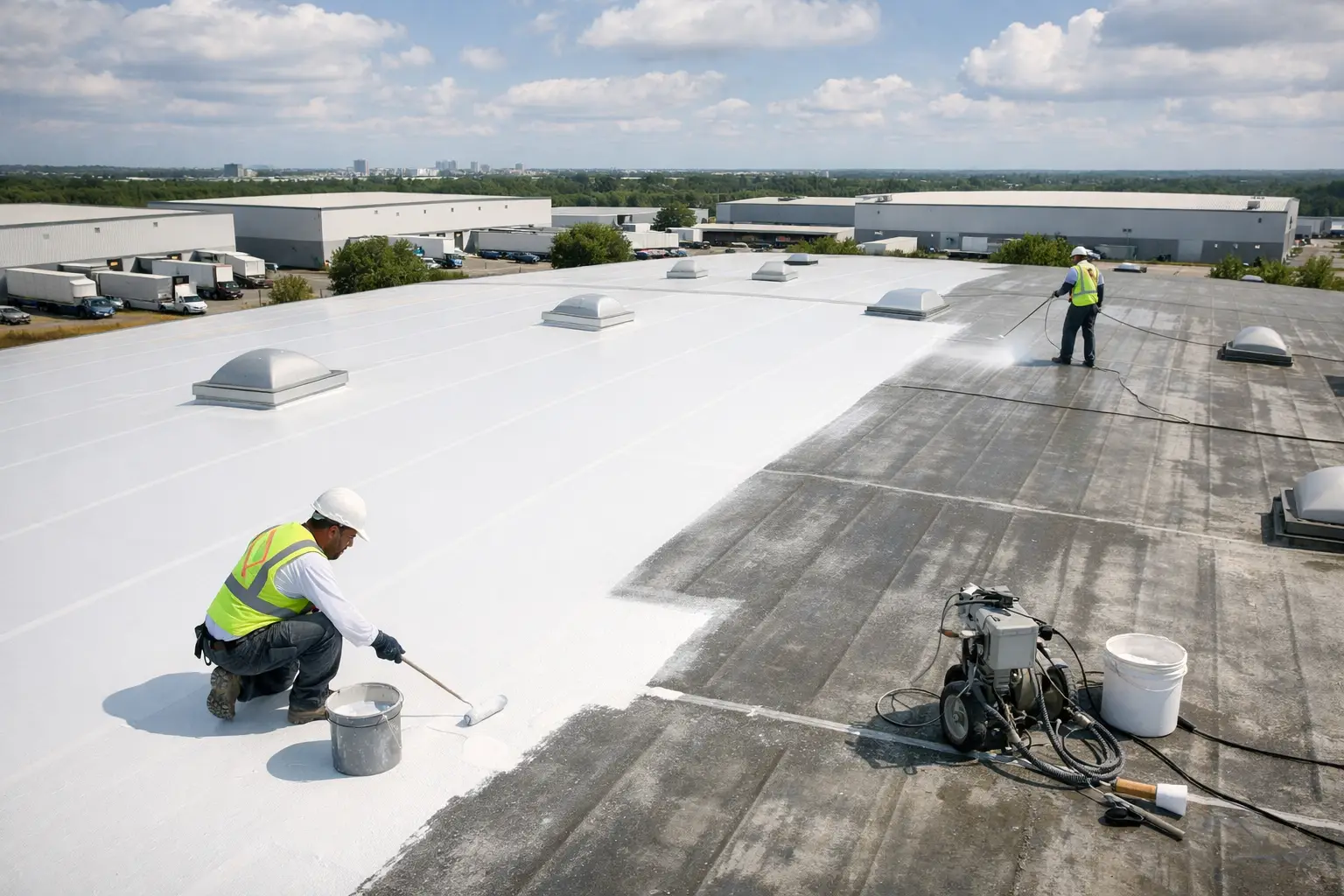 Find the best warehouse roof coatings for heat, leaks, and corrosion. Compare acrylic, silicone, PU, and EPDM options for long-term protection.