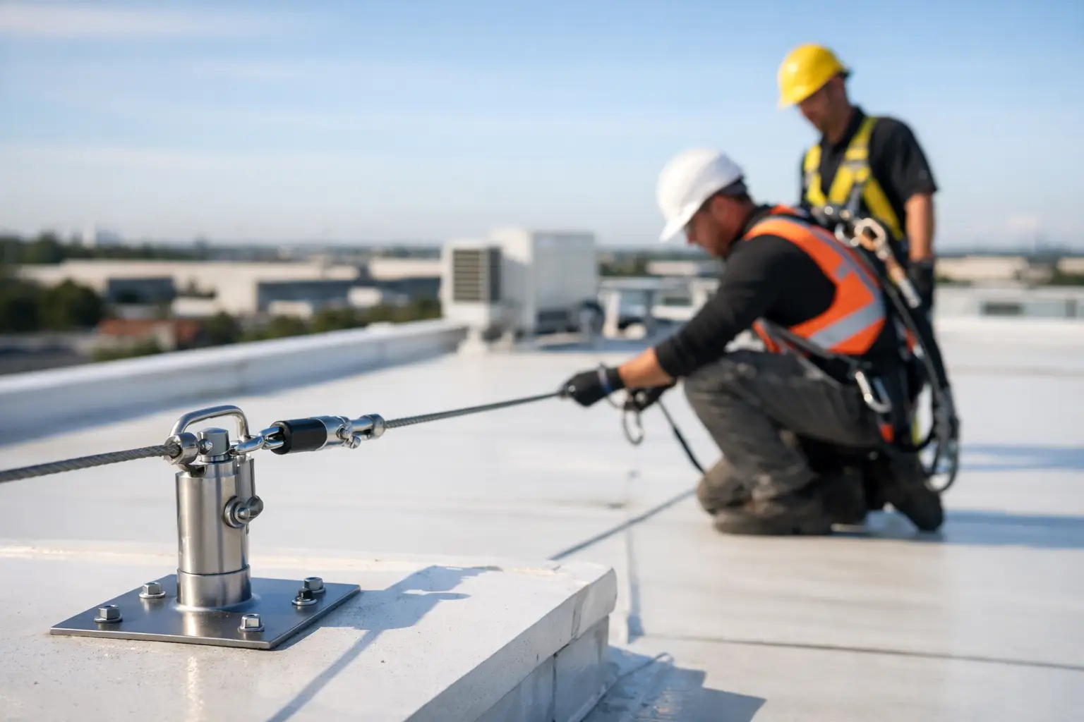 Roof safety lifeline installation for commercial buildings: learn how assessment, anchor design, testing, and inspection protect crews and roof assets.