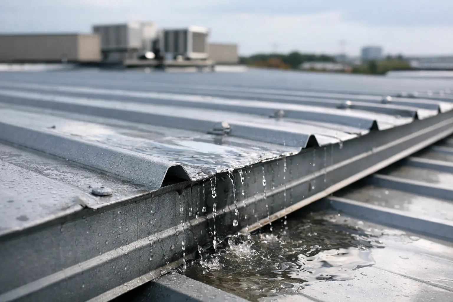 Why do metal roofs leak? Learn the real causes in commercial buildings, from failed laps and fasteners to drainage and movement issues.