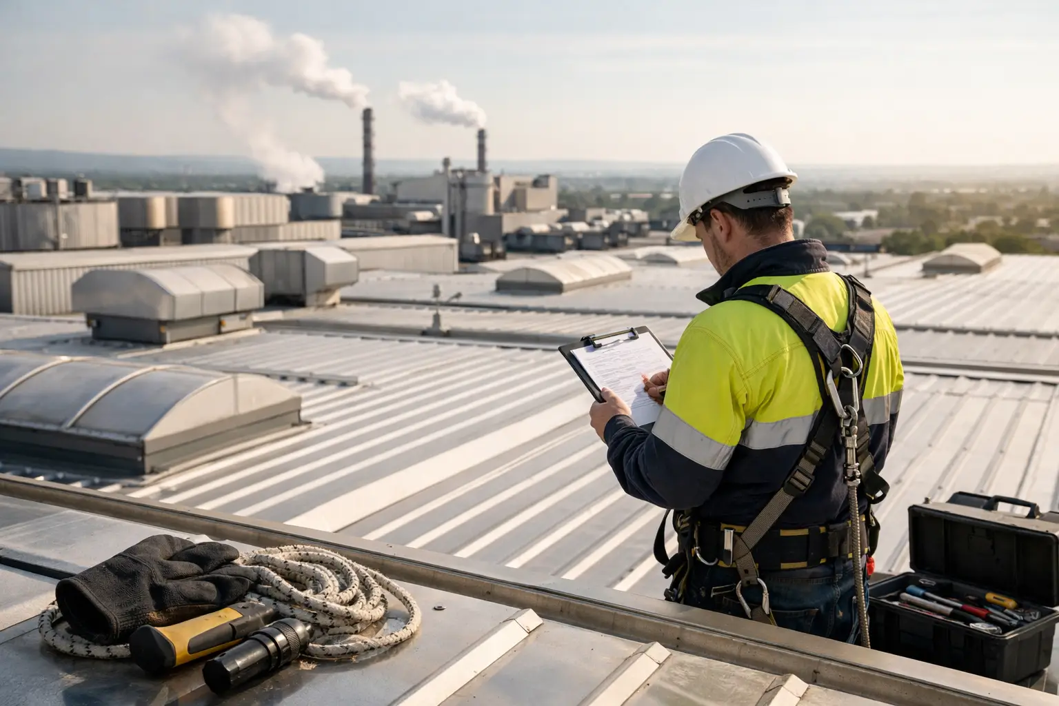 Use this factory roof maintenance planning checklist to reduce leaks, corrosion, drainage failure, and unplanned shutdown risk.