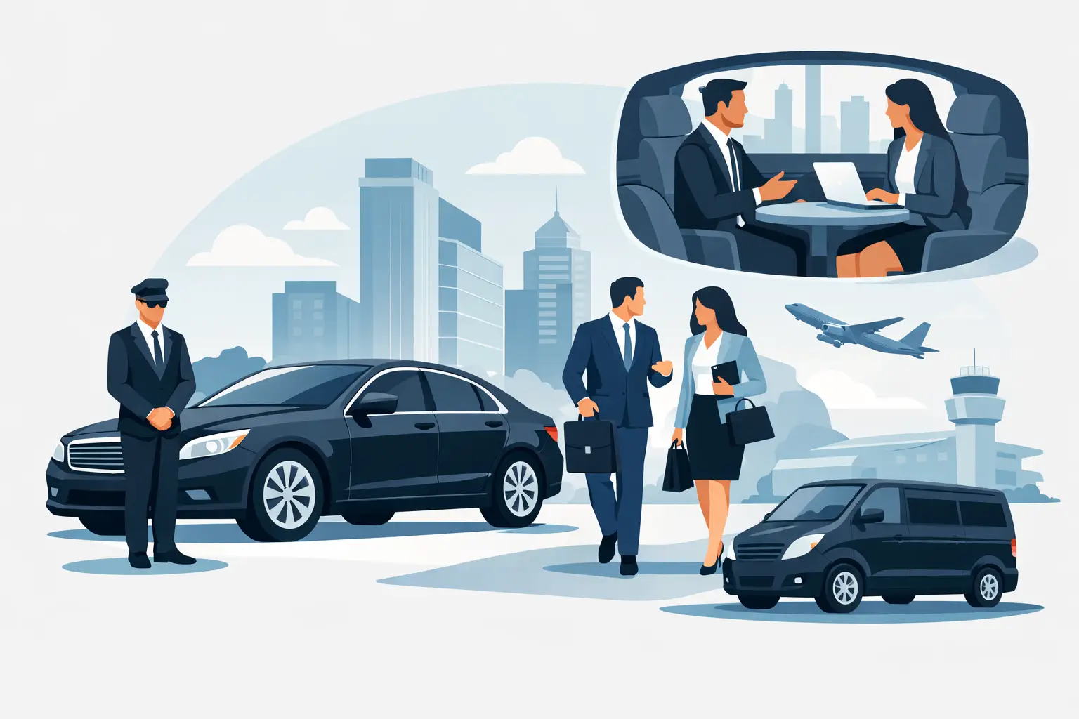 Transporte executivo para reunião de negócios