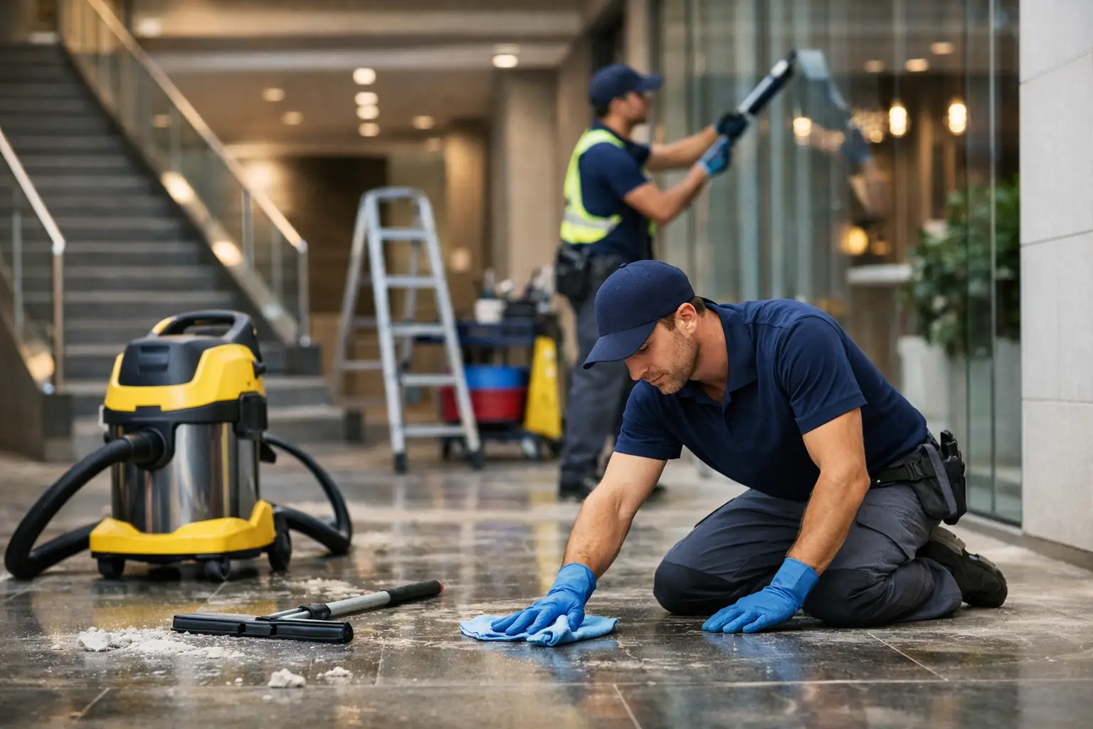 Post-construction cleaning for commercial spaces
