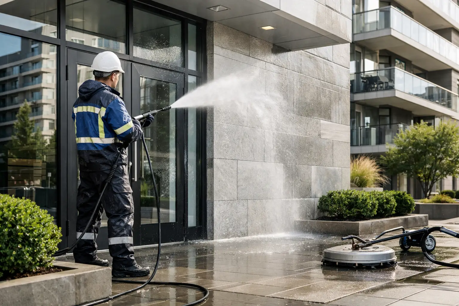 Exterior commercial building washing