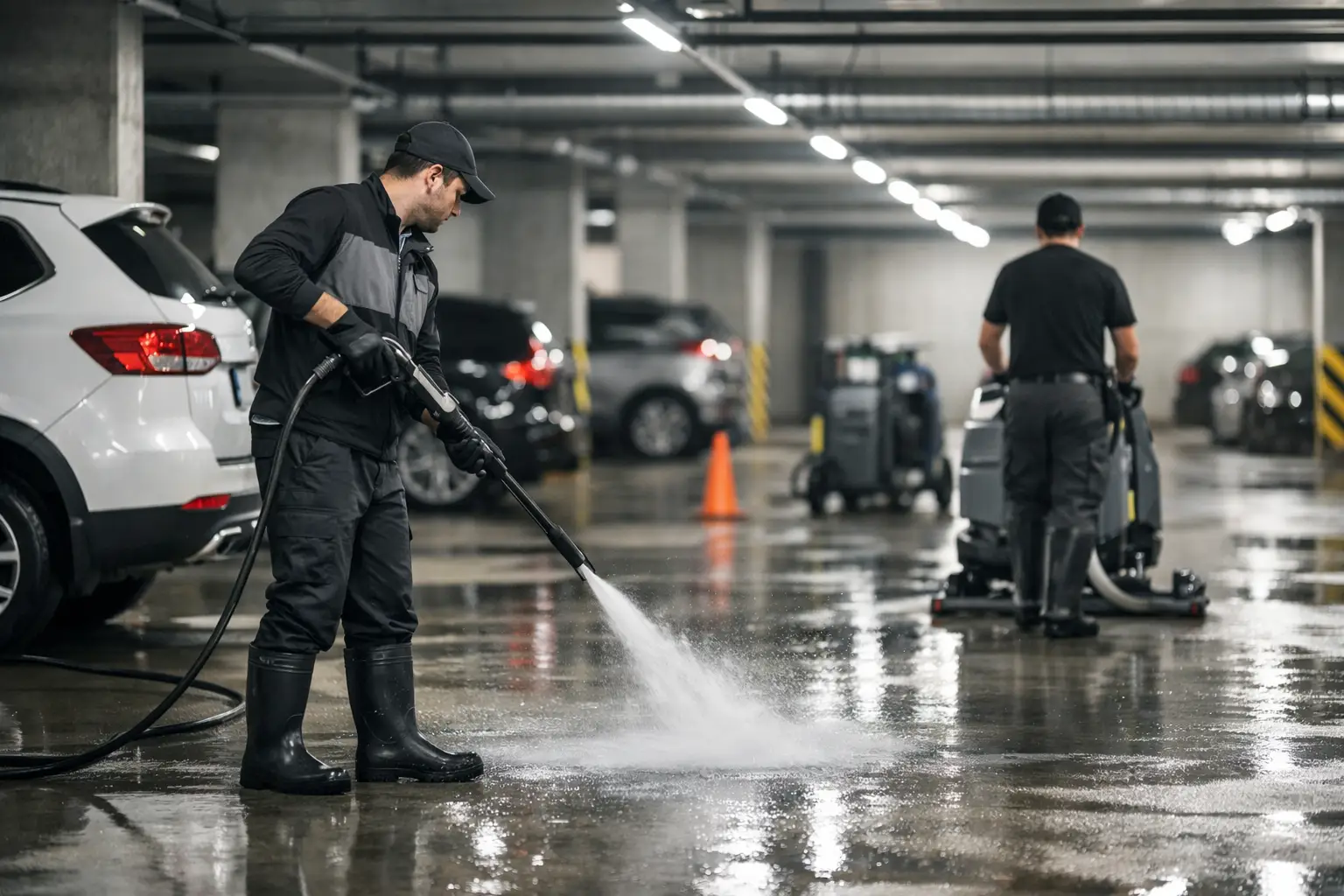 Lavage stationnement souterrain bien planifié