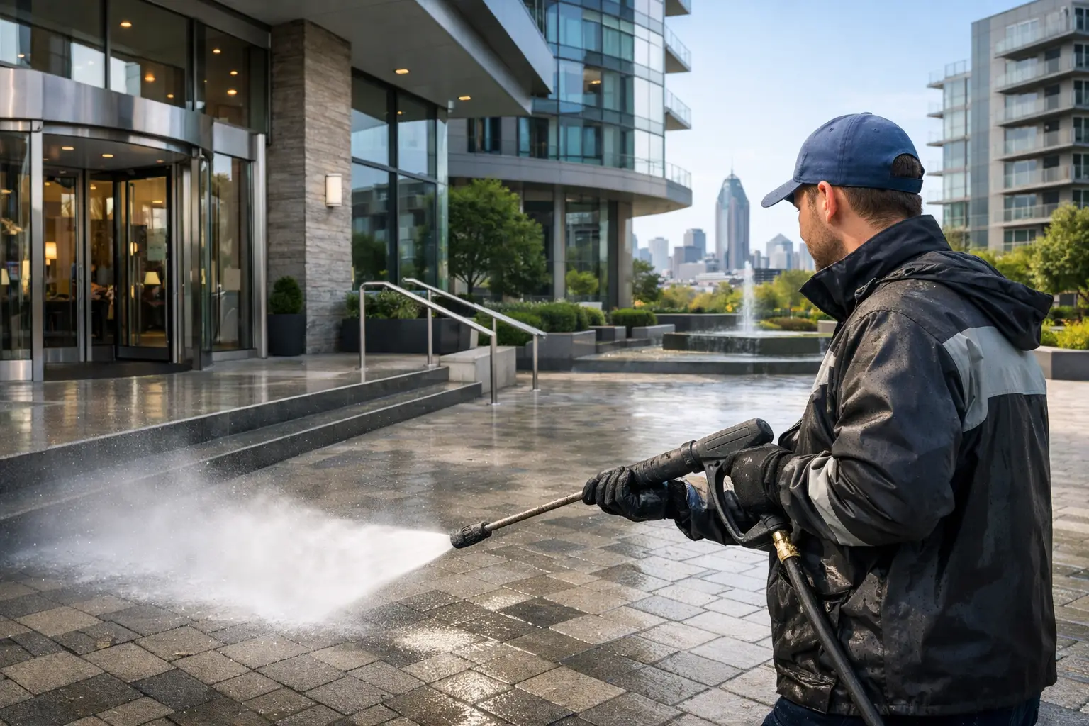 Commercial pressure washing in Montreal