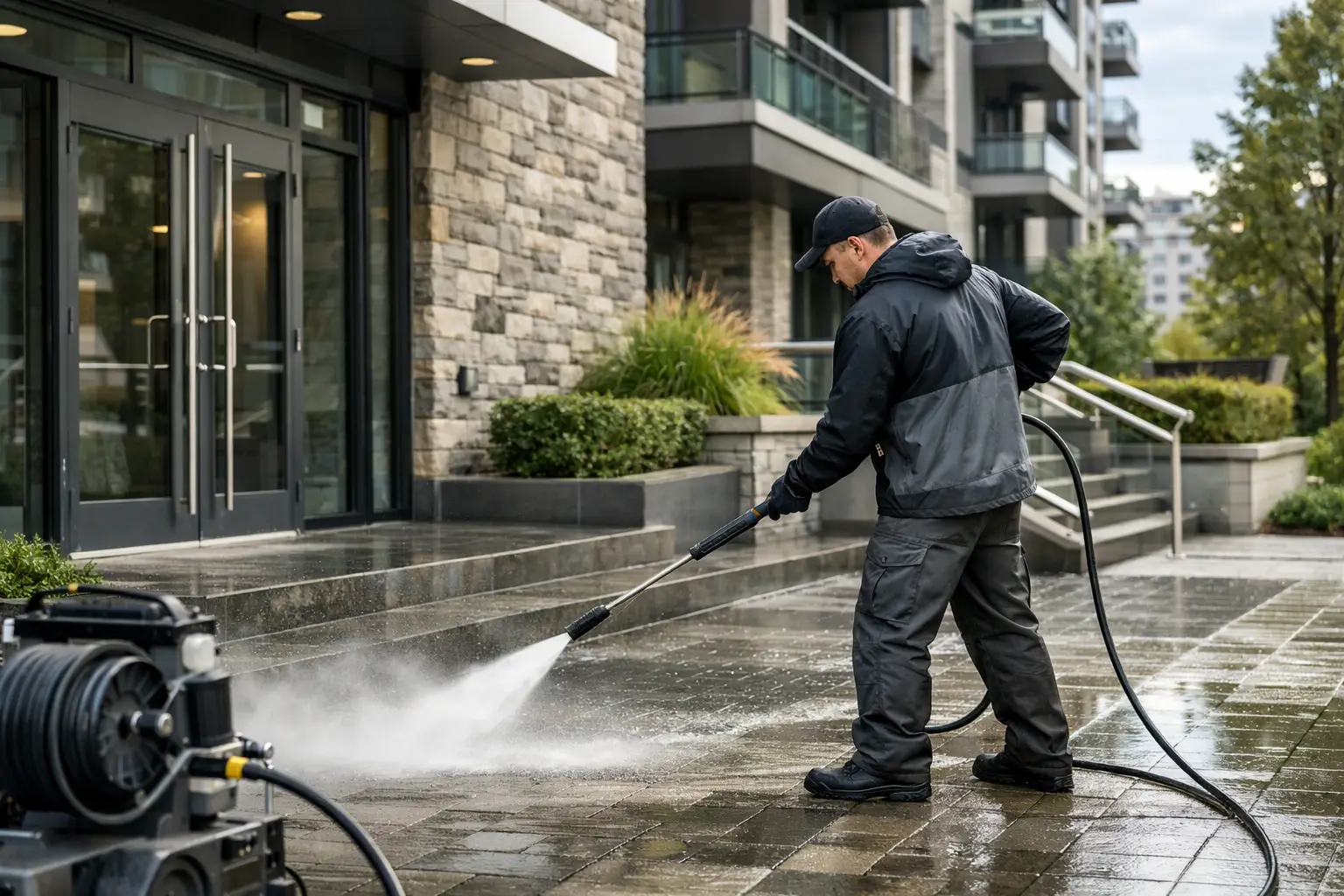 Exterior pressure cleaning Montreal en pratique