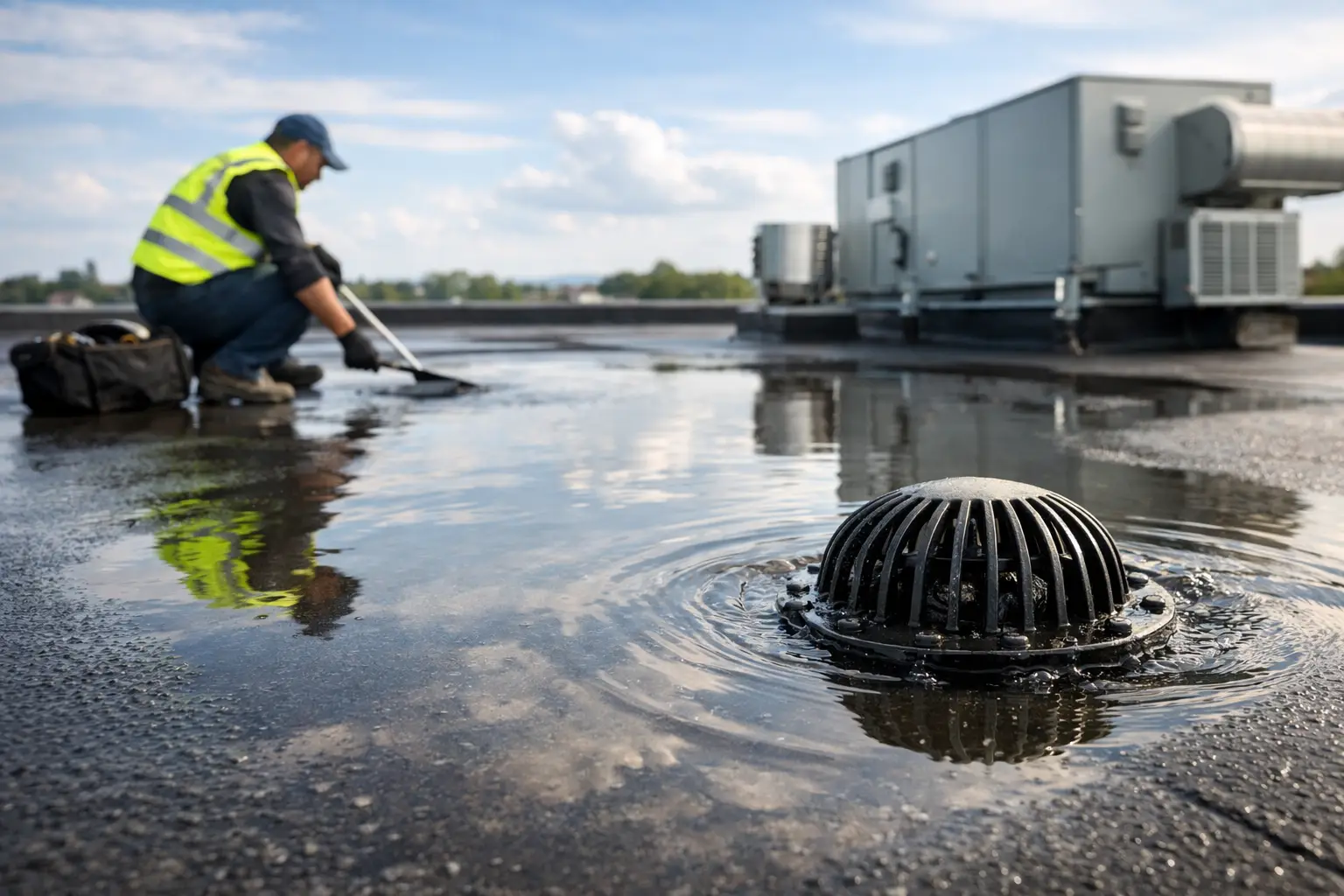 Water op plat dak voorkomen met goed onderhoud