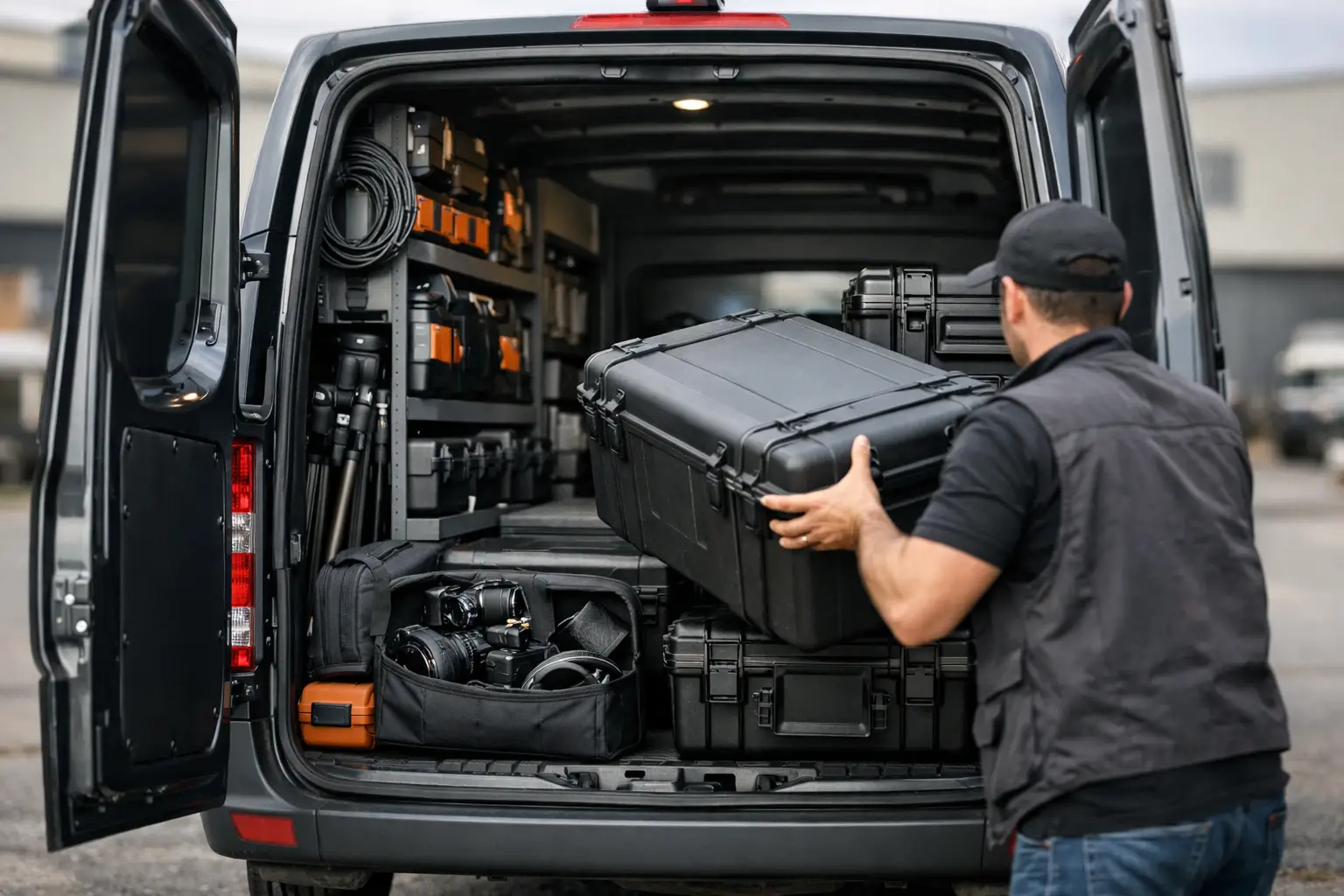 Van utilitária para transporte de equipamentos