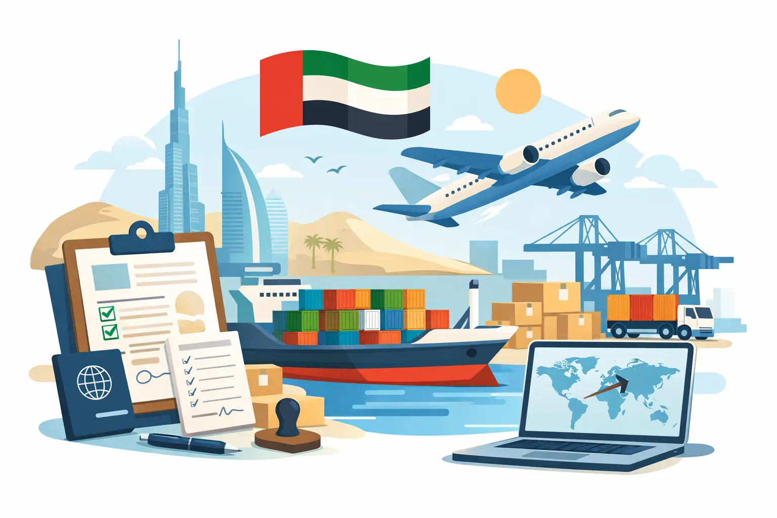 وثائق تصدير البضائع من الإمارات للشحن التجاري