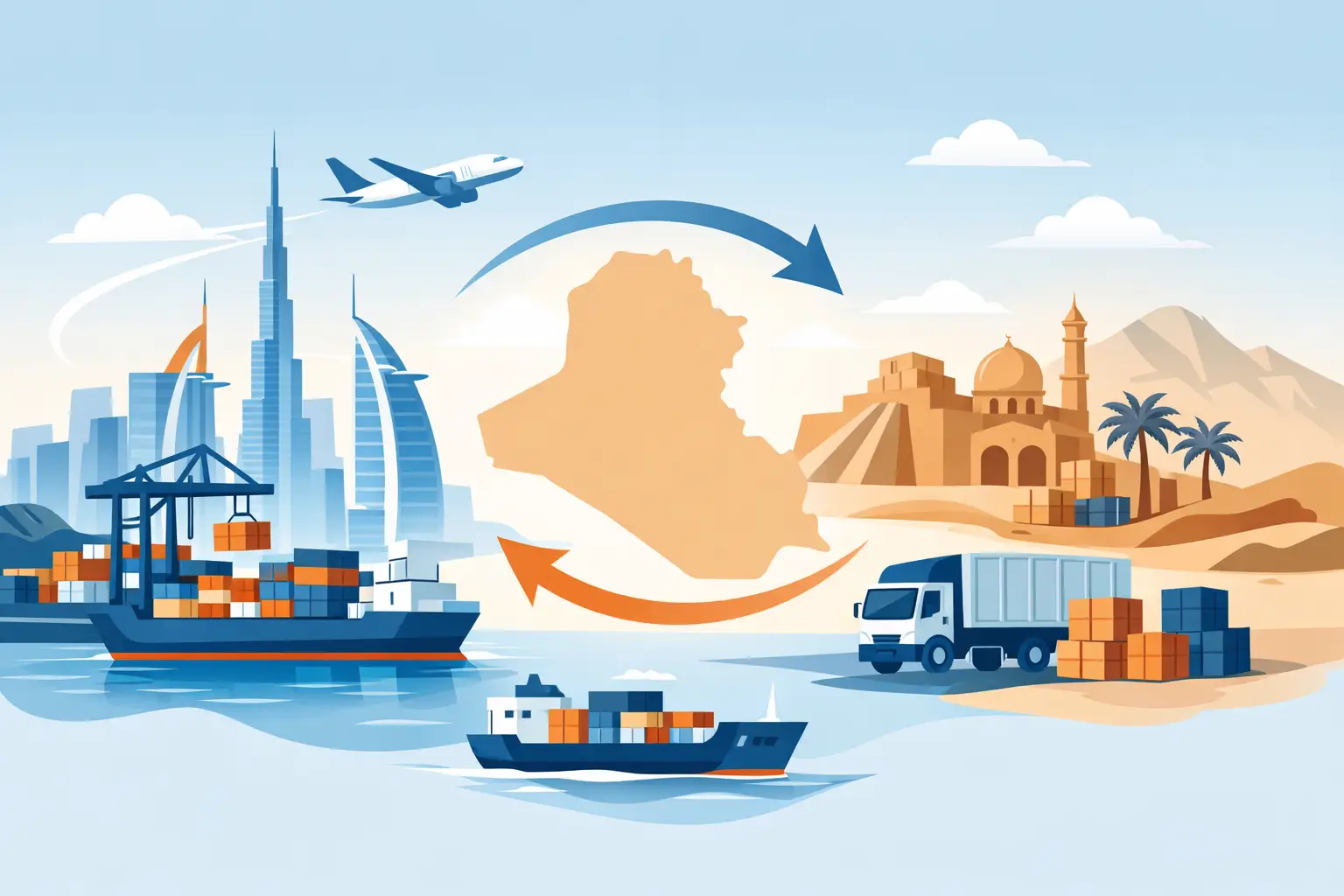 خدمة الشحن من دبي إلى العراق للشركات والتجار