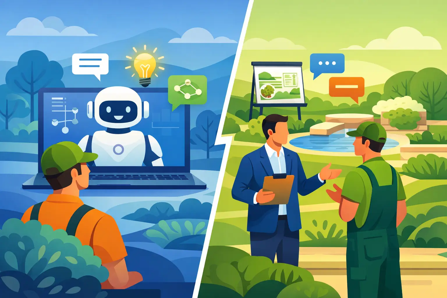 AI Coaching Versus Consultancy for Landscapers