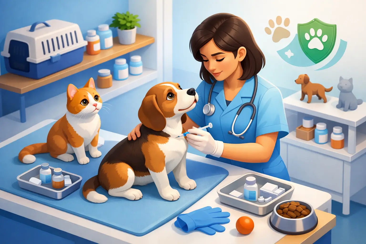 Vacinação de seu pet: veterinária em ação