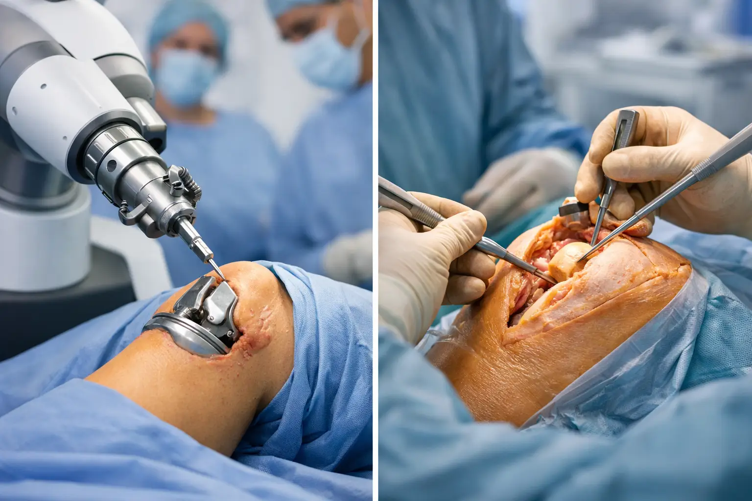 Protezarea genunchiului: robotic versus clasic