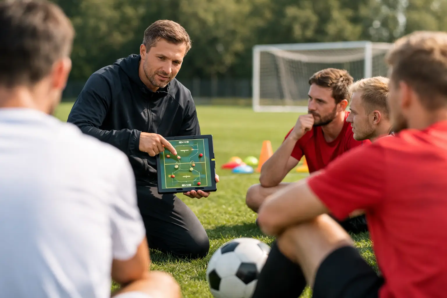 Fussball taktisches Training im Team