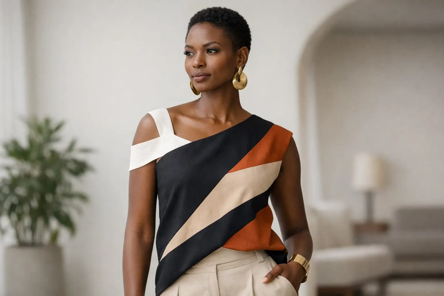 Vêtement femme africaine aux lignes contemporaines