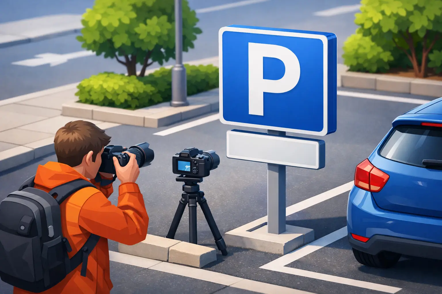 Fotografera en skylt för parkering rätt