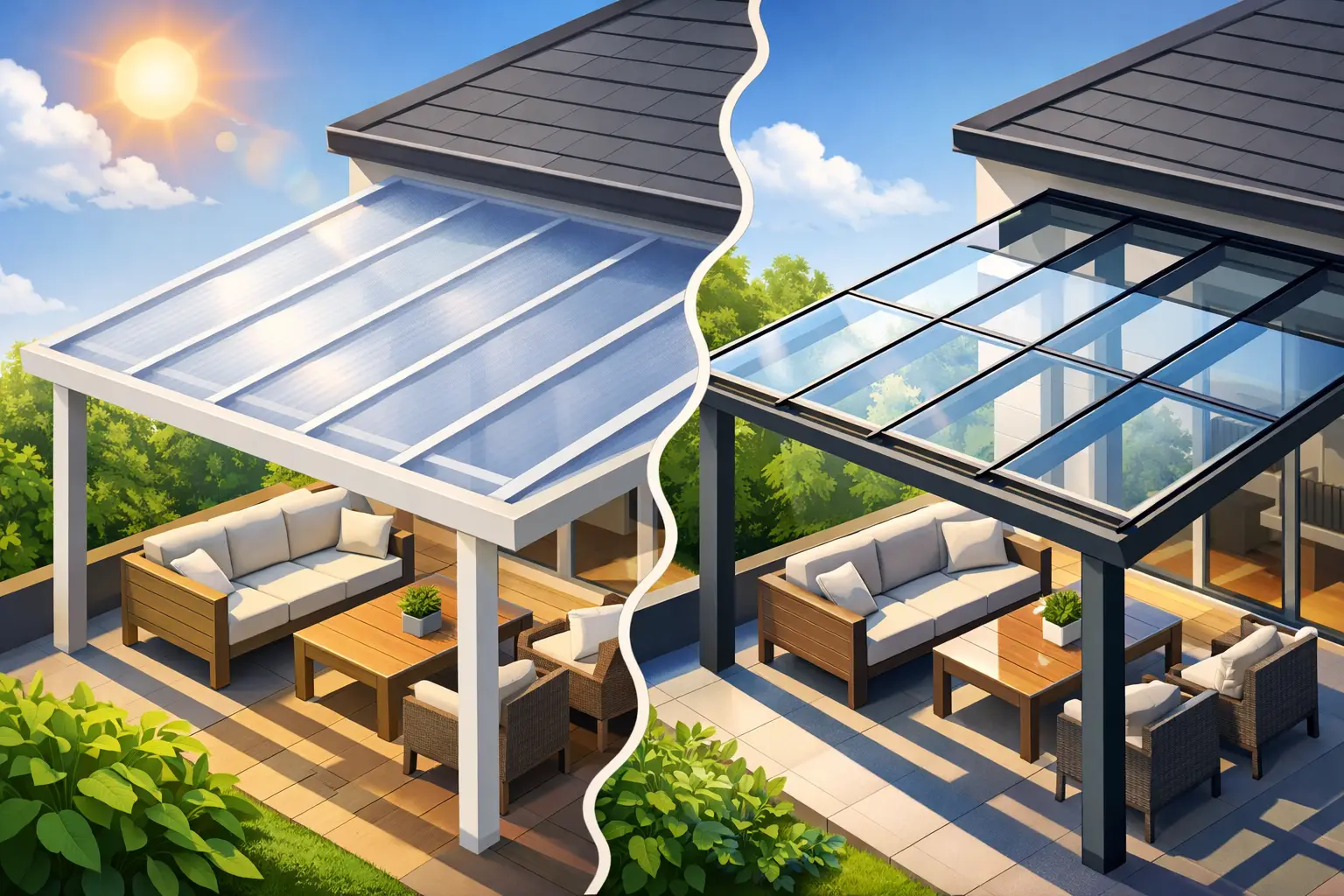 Polycarbonaat versus glasdak voor uw veranda