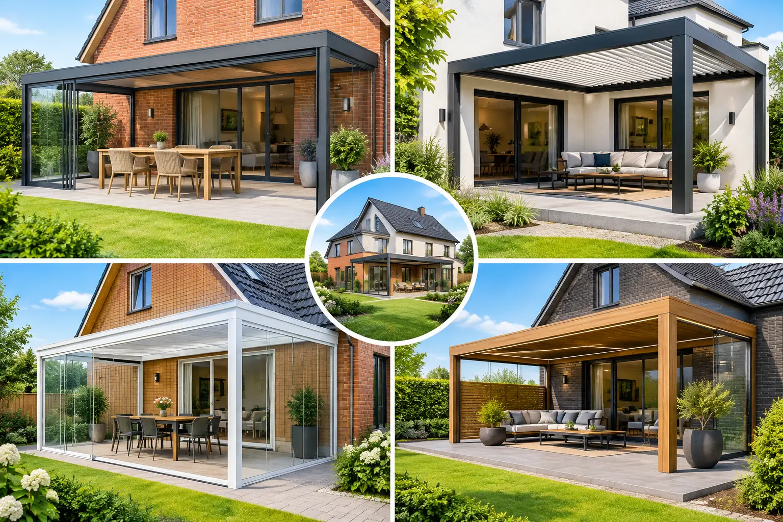 Voorbeeld veranda aan woning voor elke gevel