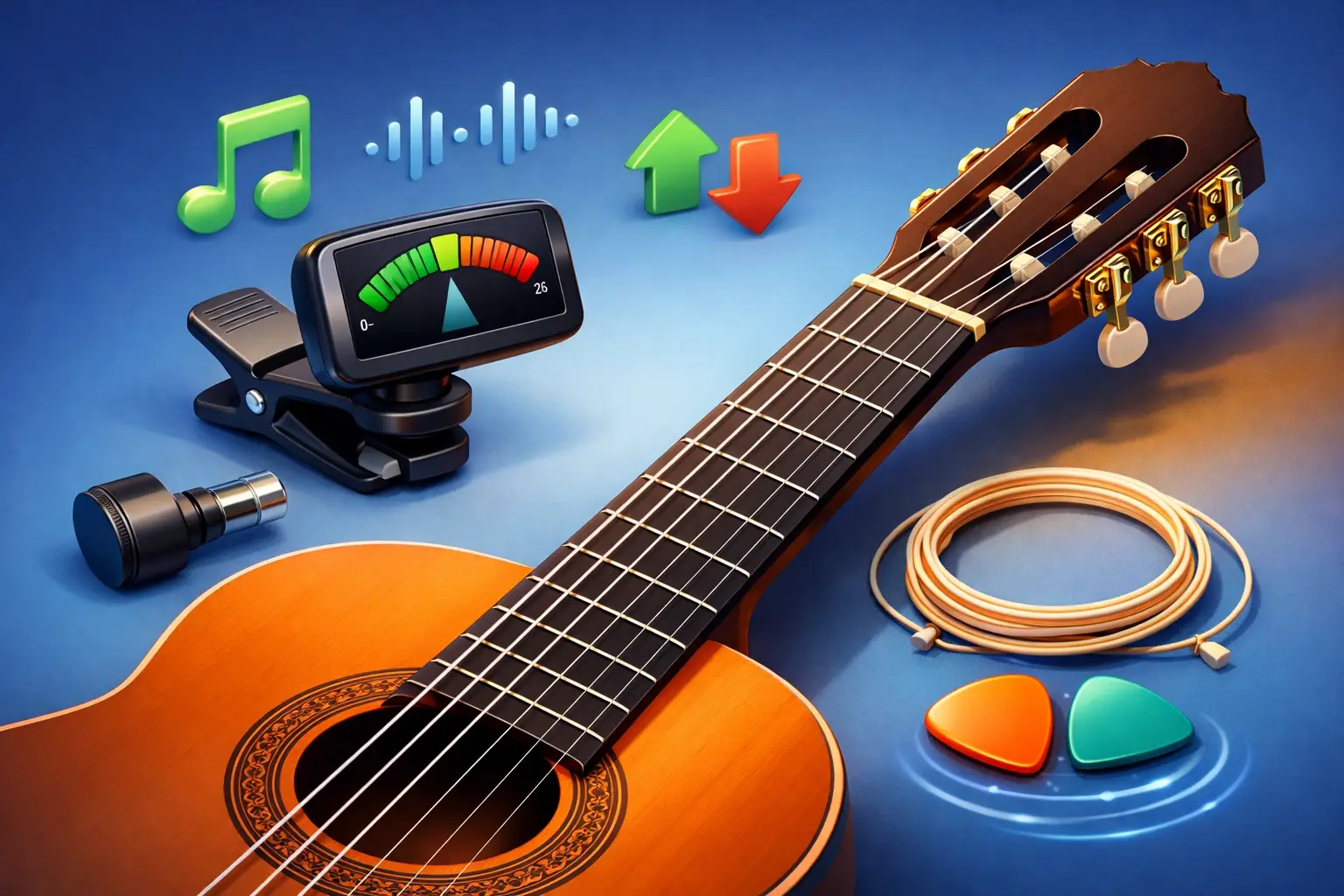 Accordatore cromatico per chitarra classica