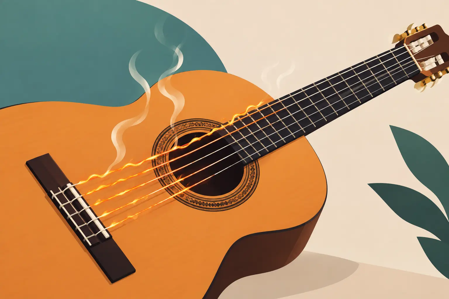Corde che friggono sulla chitarra classica
