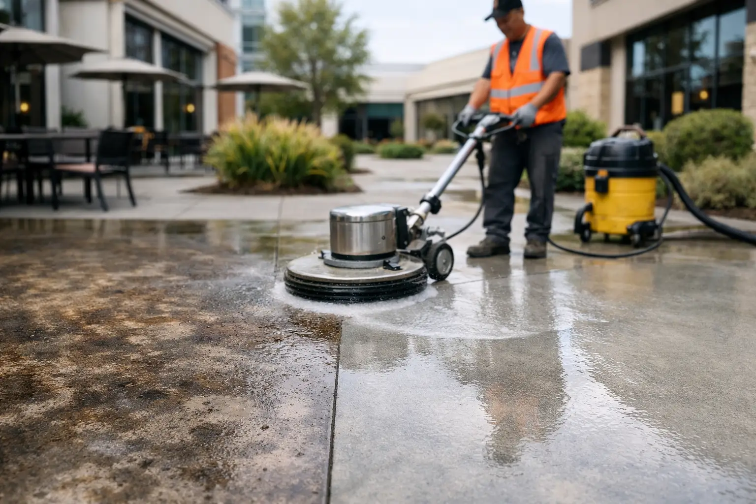How to Restore Stained Concrete at Commercial Sites