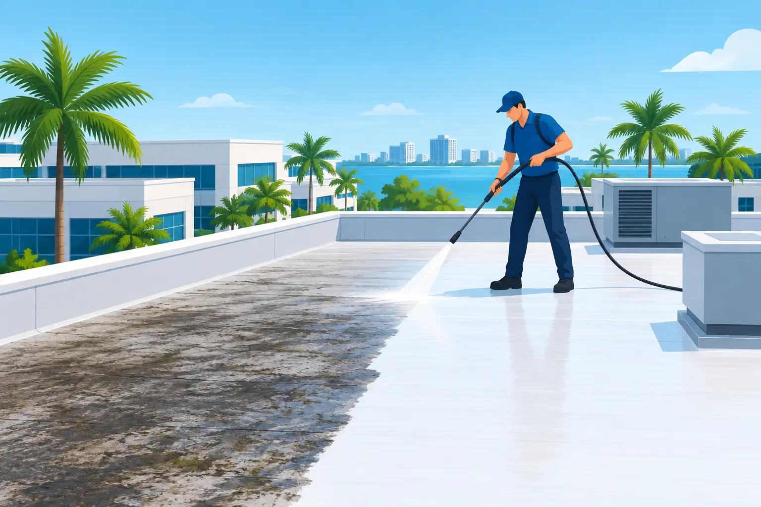 Commercial Roof Washing Cost for Florida Businesses