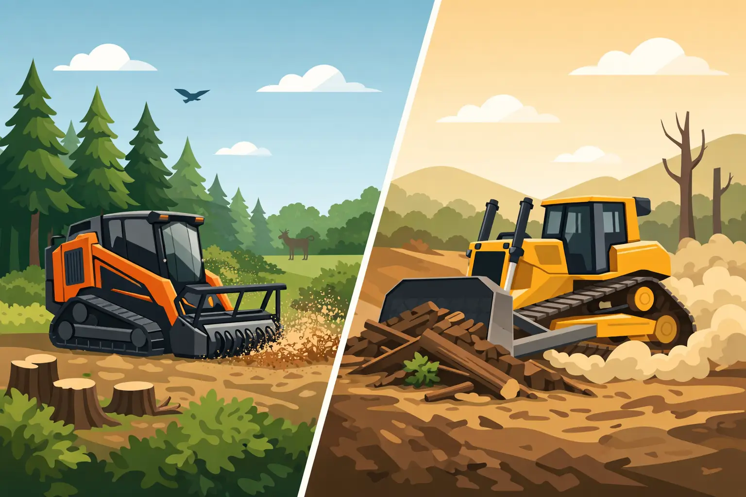 Forestry Mulching Versus Bulldozing Compared