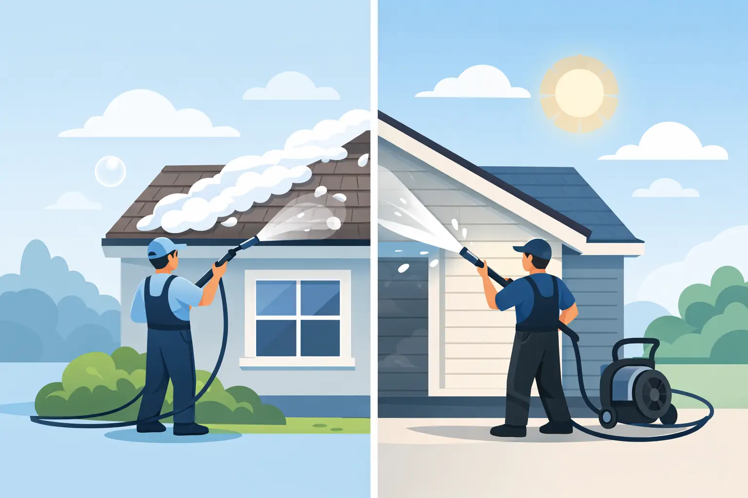 Soft Wash vs Pressure Washing for Your Home
