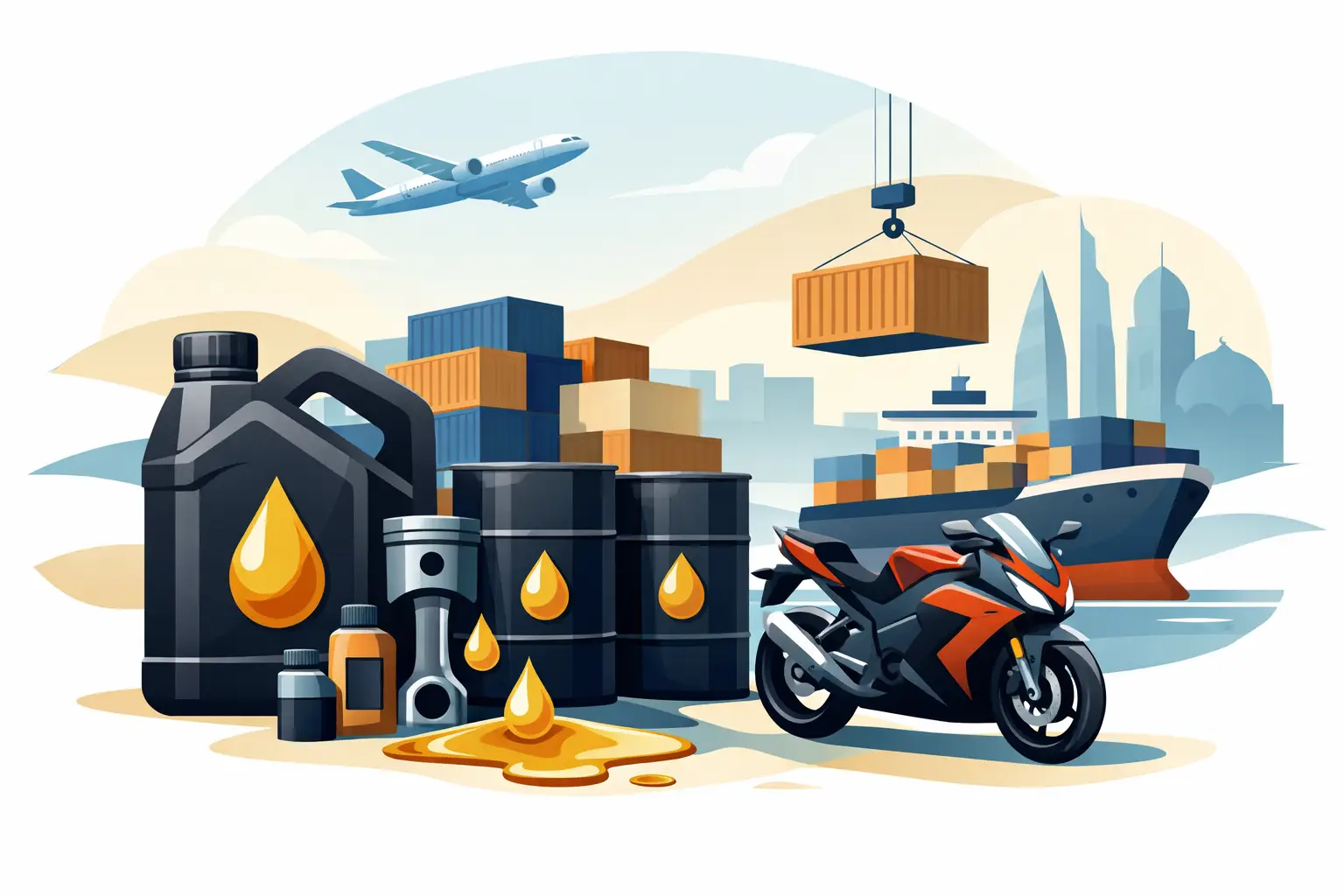 GCC workshop buyer reviewing motorcycle oil specifications and trade pack sizes