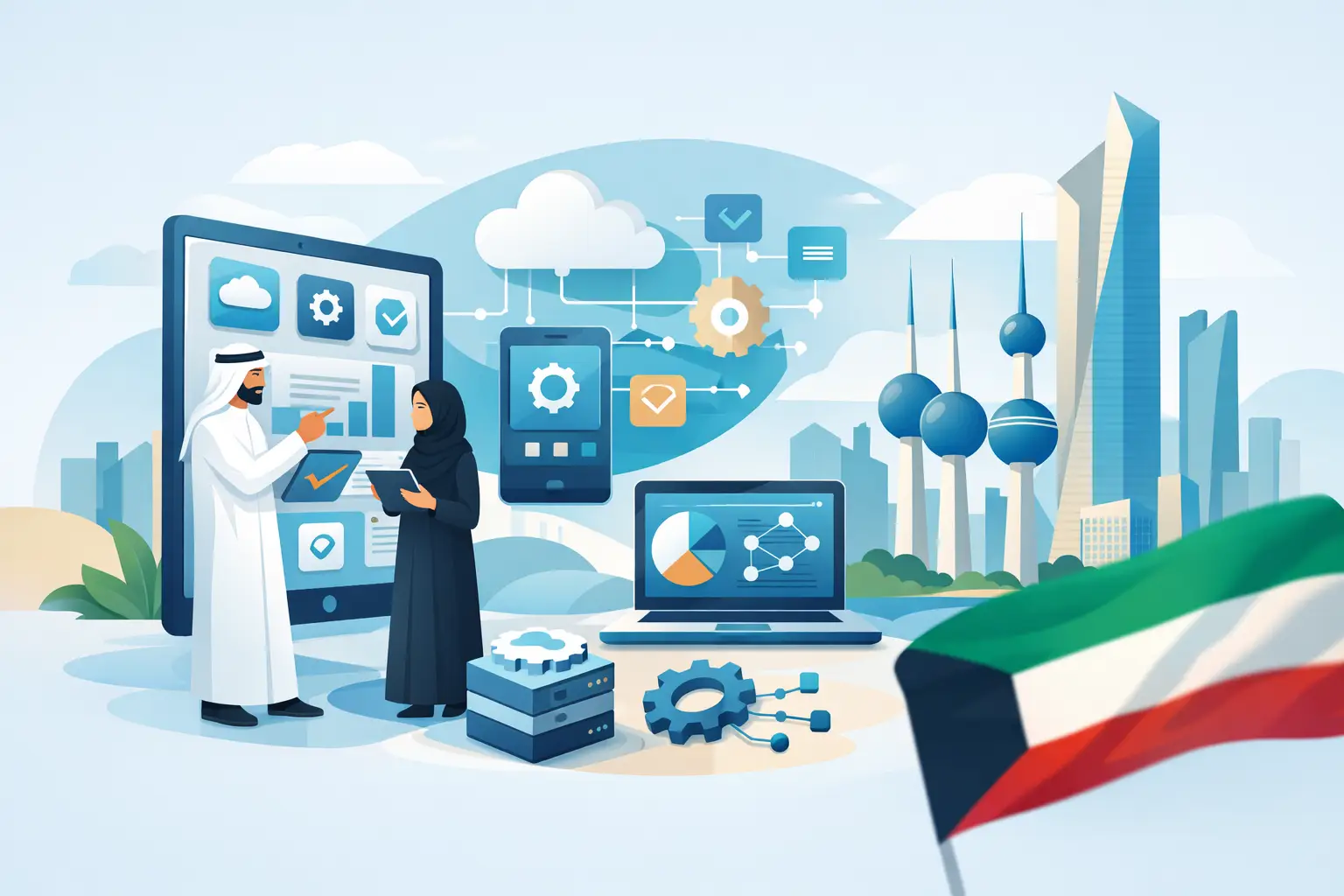 دليل اختيار تقنية تطبيق الأعمال للشركات الكويتية