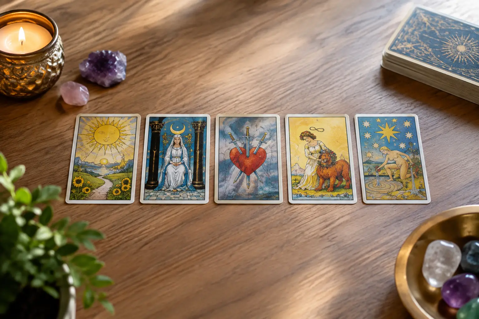Exemple de tirage tarot professionnel en 5 cartes