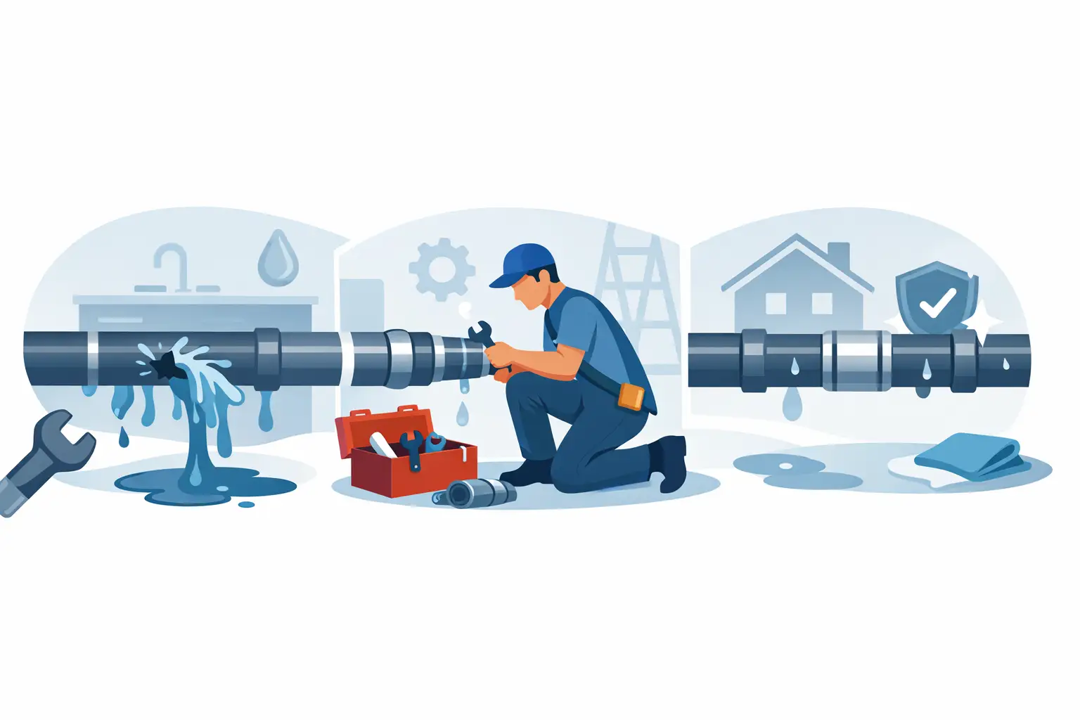 Burst Pipe Repair Example From Start to Finish